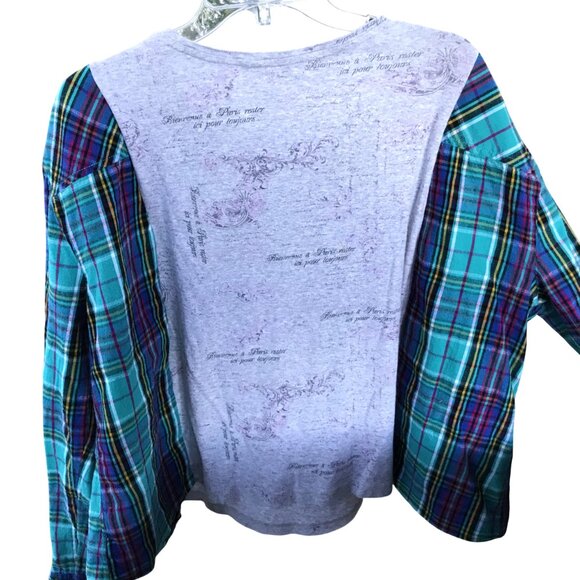 Upcycled Reworked Graphic Tshirt, L-XL: Oversized Pullover, Eiffel Tower Paris - Picture 3 of 9